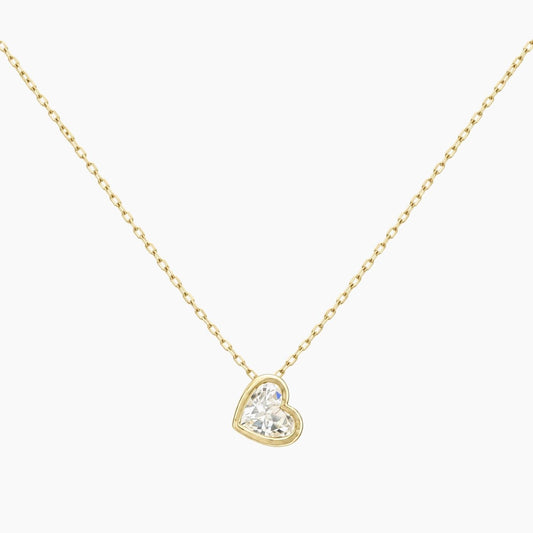 14K YG CZ Necklace 18 Heart