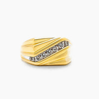 14K Yellow Gold Diagonal Channel Ring with 0.40 ct Diamonds
