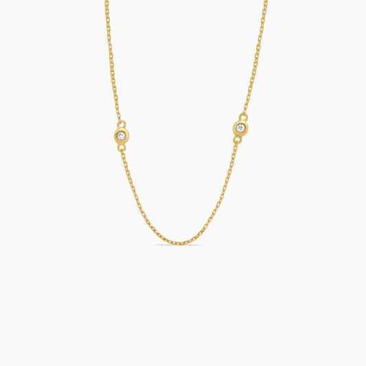 14K Yellow Gold Diamond Chain with 0.10 ct Natural Diamond – 15"