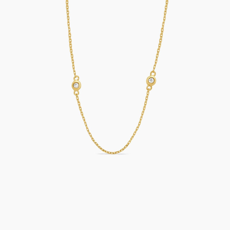14K Yellow Gold Diamond Chain with 0.10 ct Natural Diamond – 15