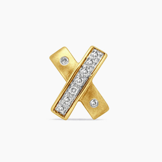 14K Yellow Gold Diamond Cross Pendant with 0.15 ct – 16mm