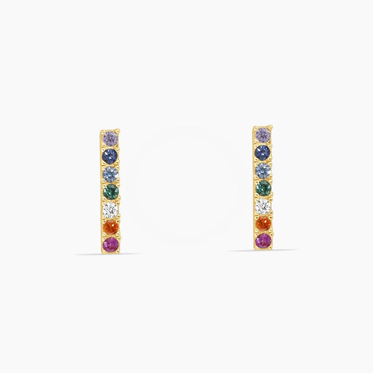14K Yellow Gold Ear Piercing with Colorful CZ