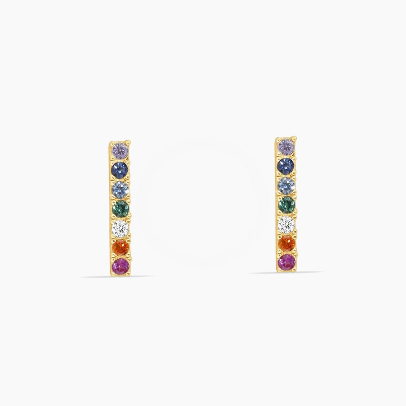 14K Yellow Gold Ear Piercing with Colorful CZ