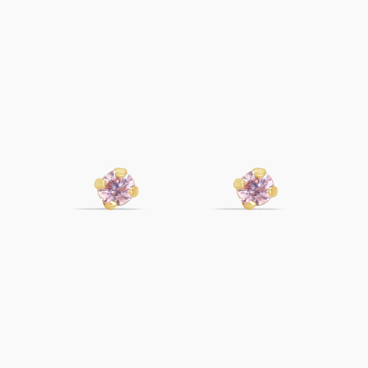 14K Yellow Gold Ear Piercing with Pink CZ