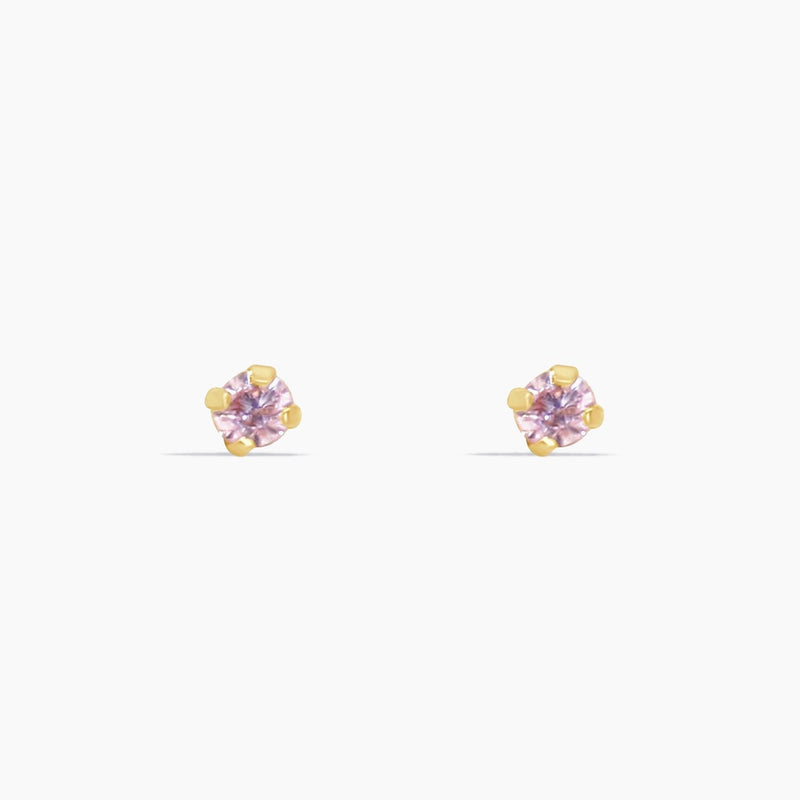 14K Yellow Gold Ear Piercing with Pink CZ