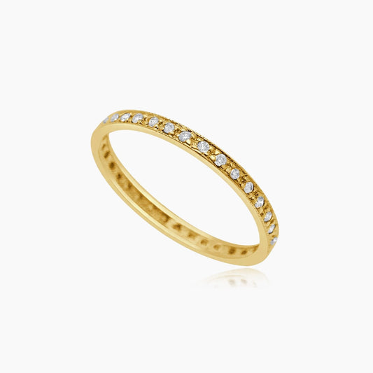 14K Yellow Gold Eternity Ring with 0.15 ct Natural Diamonds, 1.0g