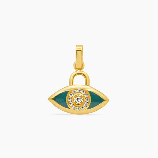 14K Yellow Gold Evil Eye Pendant with CZ – 16mm