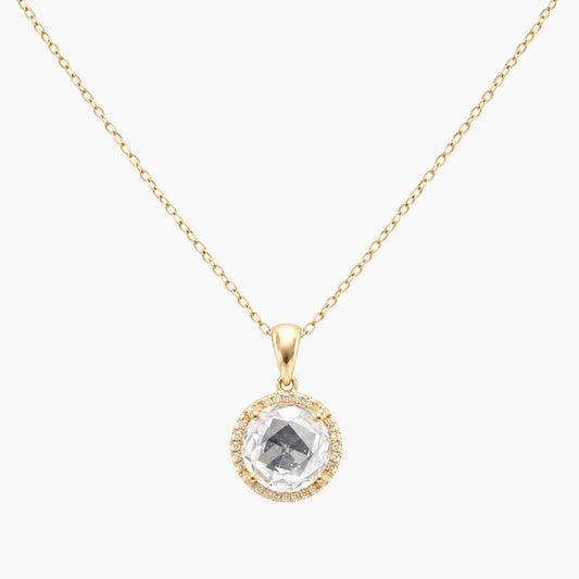14K Yellow Gold Fancy Chain & Pendant with Cubic Zirconia, 16"