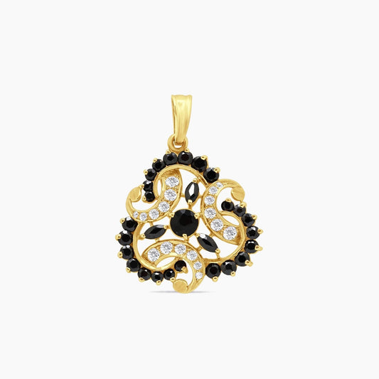 14K Yellow Gold Floral Pendant with Sapphires & CZ