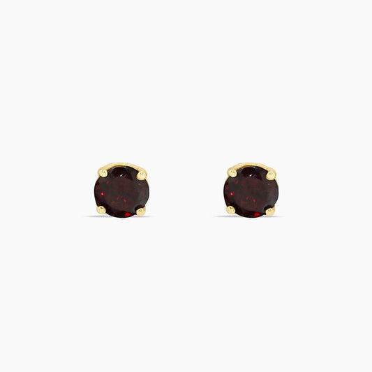 14K Yellow Gold Garnet Stud Earrings, 4.7mm, 0.63g