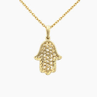 14K Yellow Gold Hamsa Hand Chain & Pendant, 1.1g