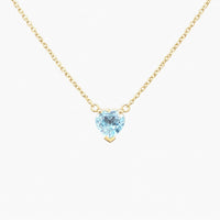 14K Yellow Gold Heart Necklace Cubic Zirconia, 16