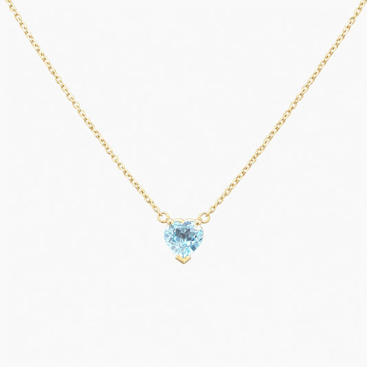 14K Yellow Gold Heart Necklace Cubic Zirconia, 16", 2.3g