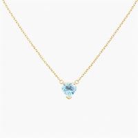 14K Yellow Gold Heart Necklace Cubic Zirconia, 16