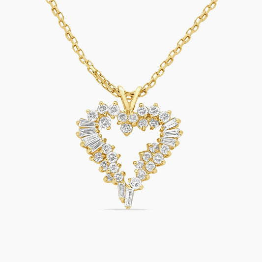 14K Yellow Gold Heart Pendant Necklace with 2.00 ct Diamond – 16"