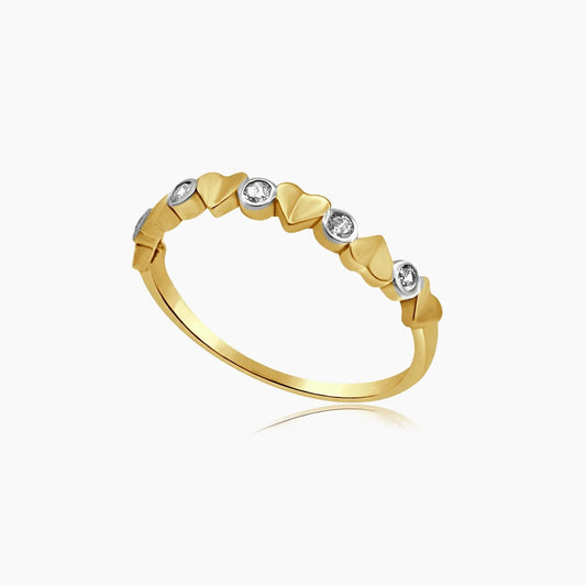 14K Yellow Gold Heart Ring CZ, Size 6.75, 1.1g