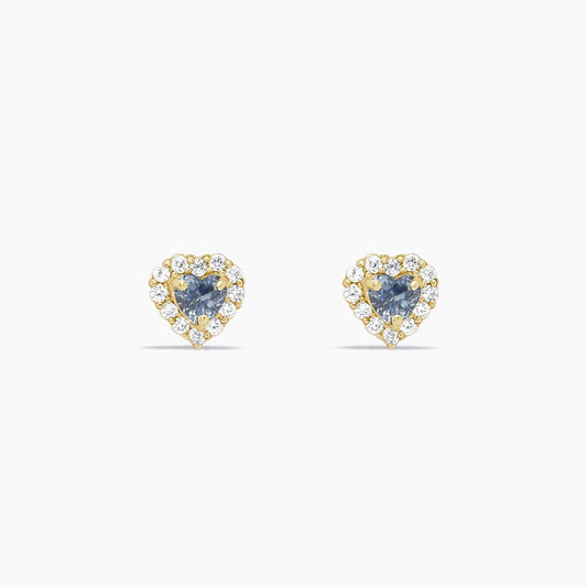 14K Yellow Gold Heart Stud Earrings with CZ, 5mm