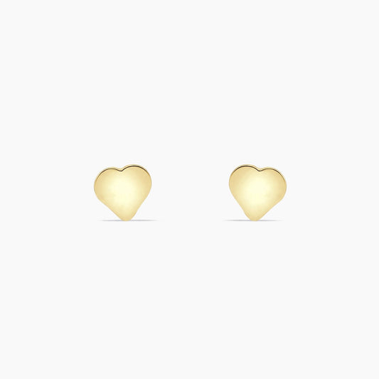14K Yellow Gold Heart Stud Earrings, 5mm