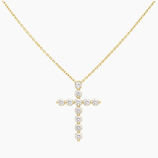 14K Yellow Gold 2.6g Lab Diamond Chain & Pendant 20" Cross