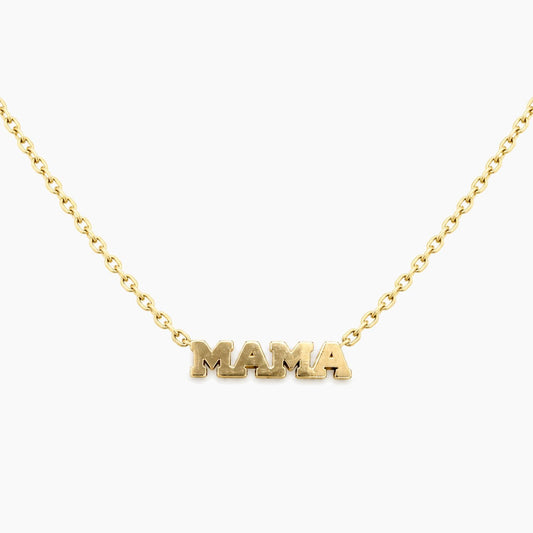 14K Yellow Gold Mama Necklace, 16", 1.3g
