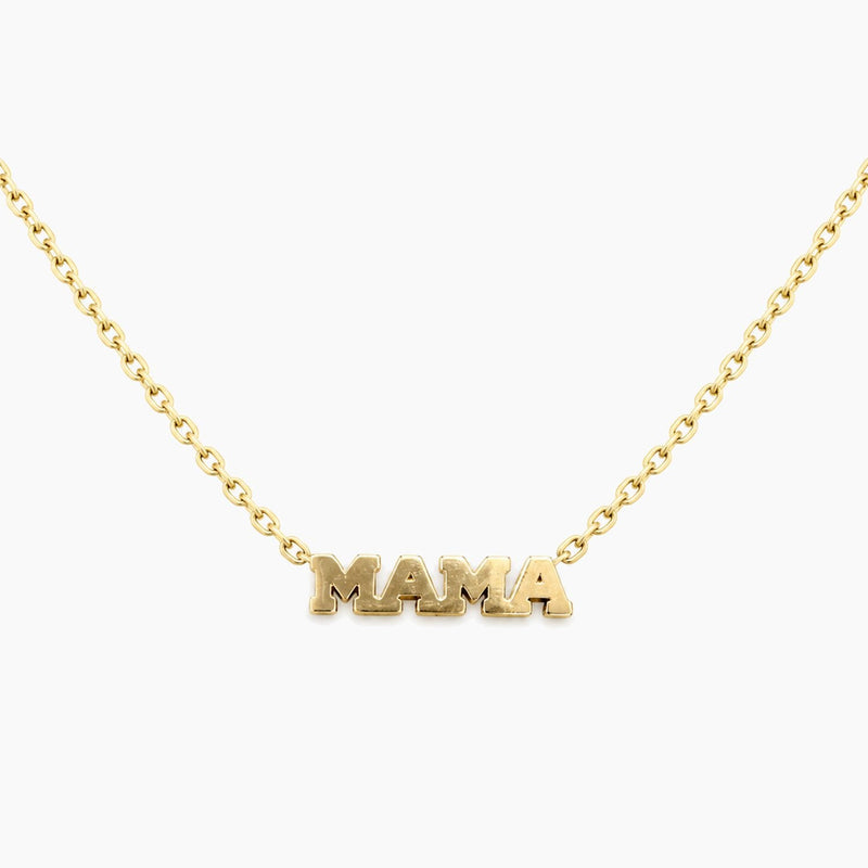 14K Yellow Gold Mama Necklace, 16