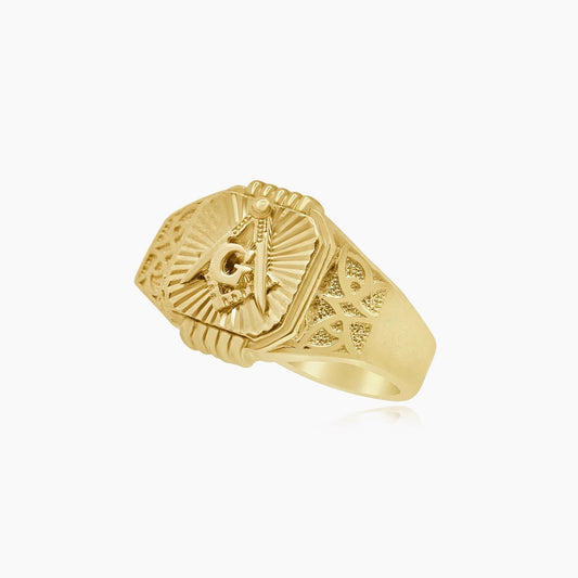 14K Yellow Gold Mason Ring, Size 11.25, 10.0g