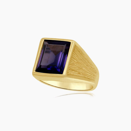 14K Yellow Gold Men Ring CZ, Size 9, 8.9g
