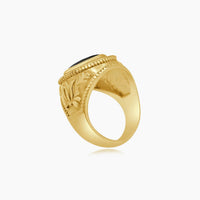 14K Yellow Gold Men’s Ring with CZ, Size 10.5