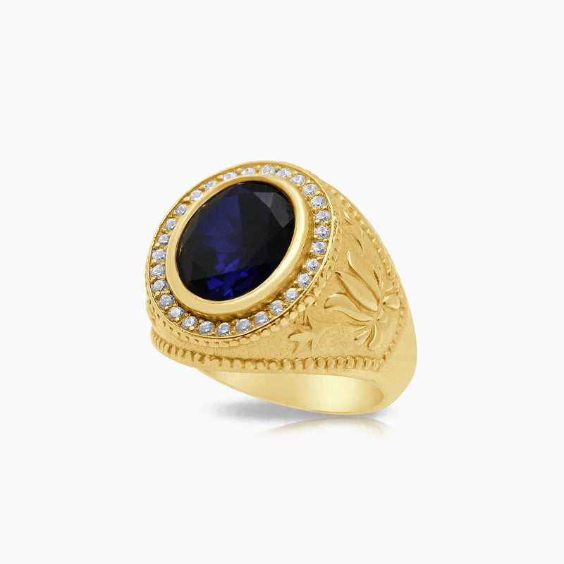 14K Yellow Gold Men’s Ring with CZ, Size 10.5