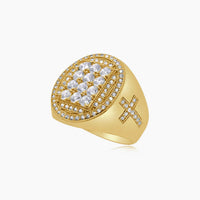 14K Yellow Gold Men’s Ring with CZ, Size 9