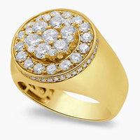 14K Yellow Gold Men’s Ring with 2.70 ct Natural Diamond, Size 10