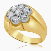 14K Yellow Gold Men’s Ring with 1.40 ct Natural Diamond, Size 9
