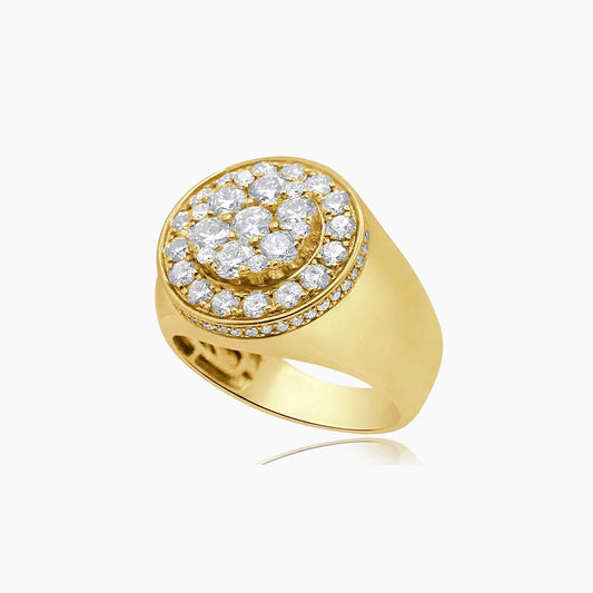 14K Yellow Gold Men’s Ring with 2.70 ct Natural Diamond, Size 10
