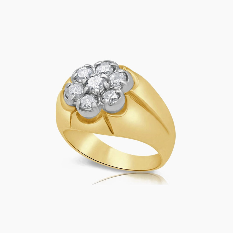 14K Yellow Gold Men’s Ring with 1.40 ct Natural Diamond, Size 9