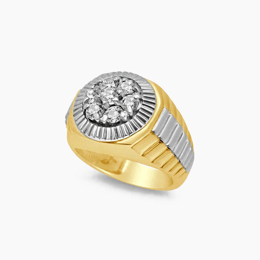 14K Yellow Gold Men's Ring with Natural Diamonds, Size 11, 21.9g