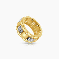 14K Yellow Gold Men’s Watch Band Style Ring with CZ, Size 9