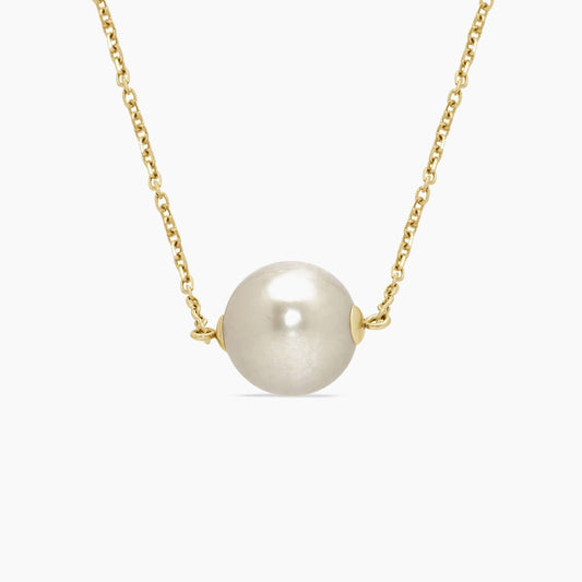 14K Yellow Gold Pearl Pendant with Chain – 19"