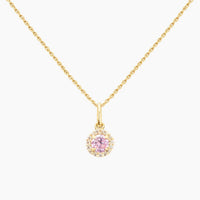 14K Yellow Gold Pink Cubic Zirconia Chain & Pendant, 16