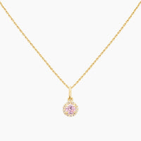 14K Yellow Gold Pink Cubic Zirconia Chain & Pendant, 16