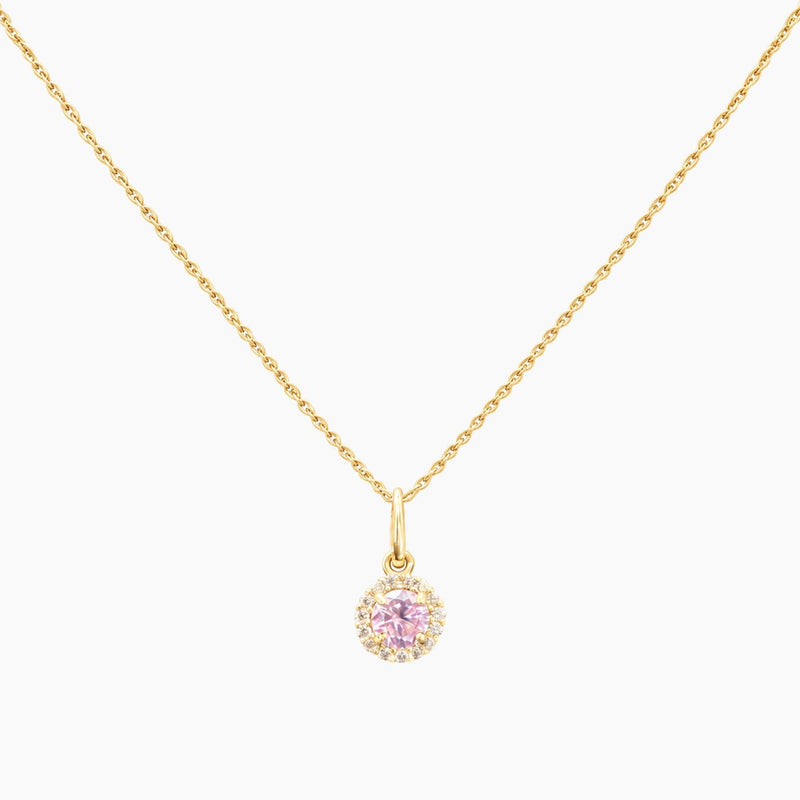 14K Yellow Gold Pink Cubic Zirconia Chain & Pendant, 16