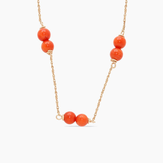 14K Yellow Gold Red Coral Chain – 18"
