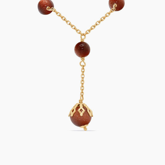 14K Yellow Gold Rosary-Style Sphere Chain with Aventurine – 19"