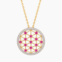 14K Yellow Gold Round Chain & Pendant with Cubic Zirconia, 20.5