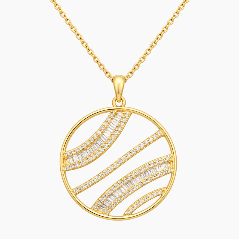 14K Yellow Gold Round Chain & Pendant with 0.69 ct Natural Diamonds, 16