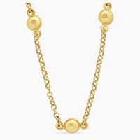 14K Yellow Gold Sphere Chain with CZ Accent – 17