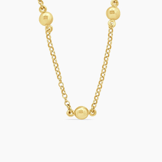 14K Yellow Gold Sphere Chain with CZ Accent – 17", 6.53g