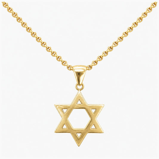 14K Yellow Gold Star Chain & Pendant, 20", 3.9g