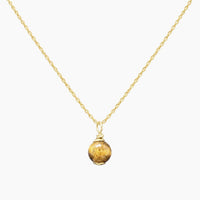 14K Yellow Gold Tiger Eye Chain & Pendant, 18