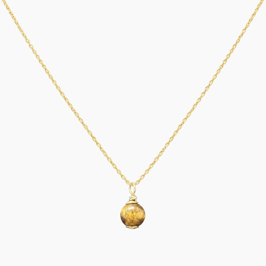 14K Yellow Gold Tiger Eye Chain & Pendant, 18", 1.2g