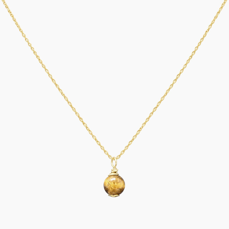 14K Yellow Gold Tiger Eye Chain & Pendant, 18